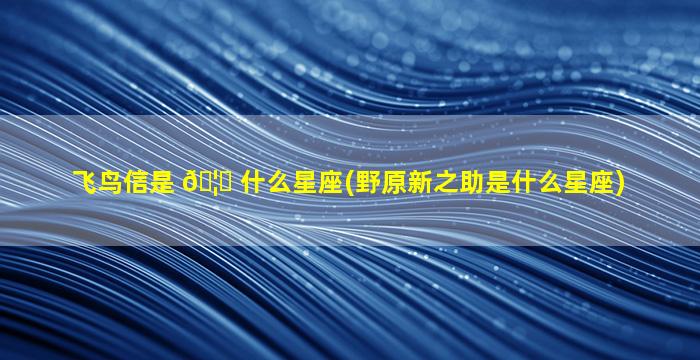 飞鸟信是 🦁 什么星座(野原新之助是什么星座)